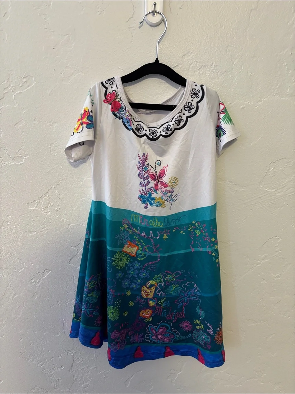 Girls Maribel White and Teal Floral Play Dress